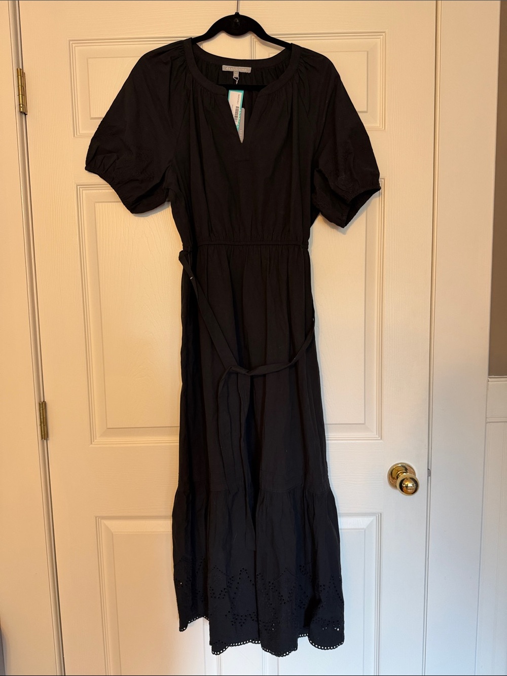 Daniel Rainn Black Tiered Maxi Dress with Waist Tie size XL NWT